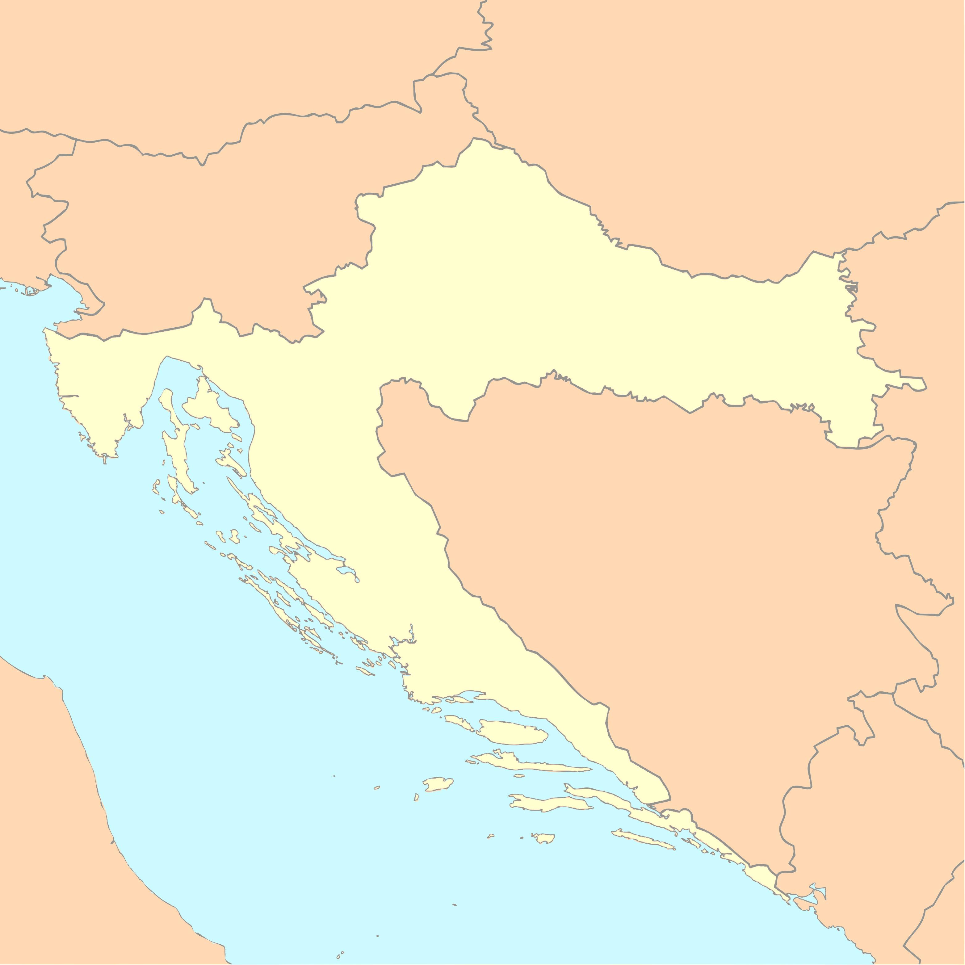 クロアチアの空白の地図 クロアチアのアウトラインマップとベクトルマップ