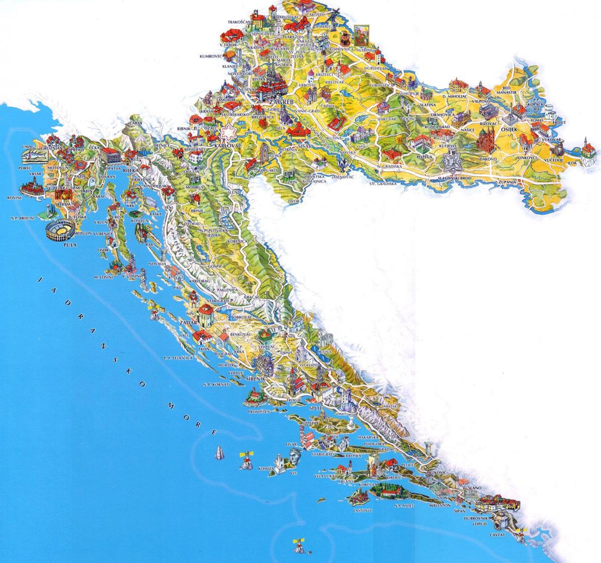 クロアチア 観光名所の地図