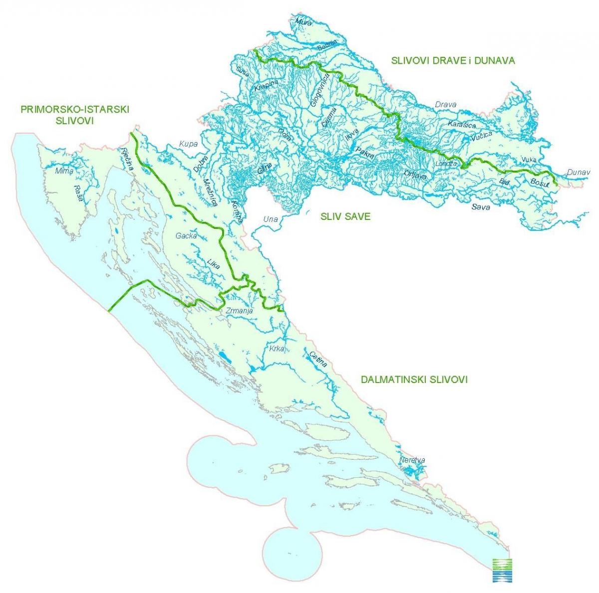 クロアチアの川の地図