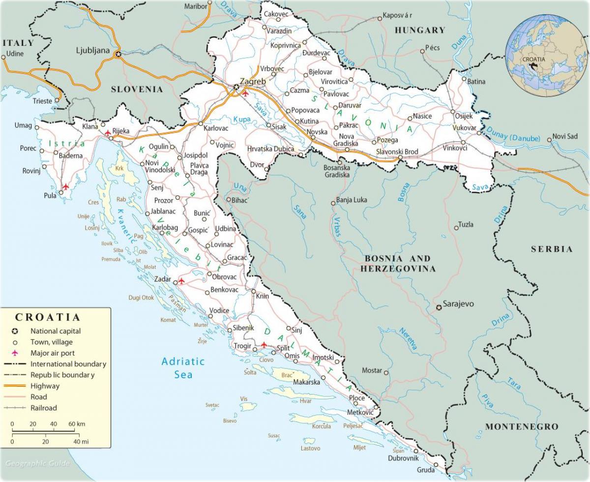 国の地図 クロアチア
