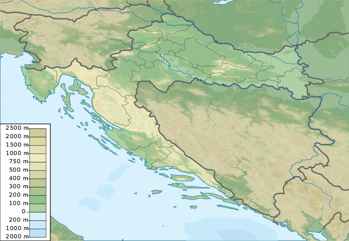 クロアチア地形図