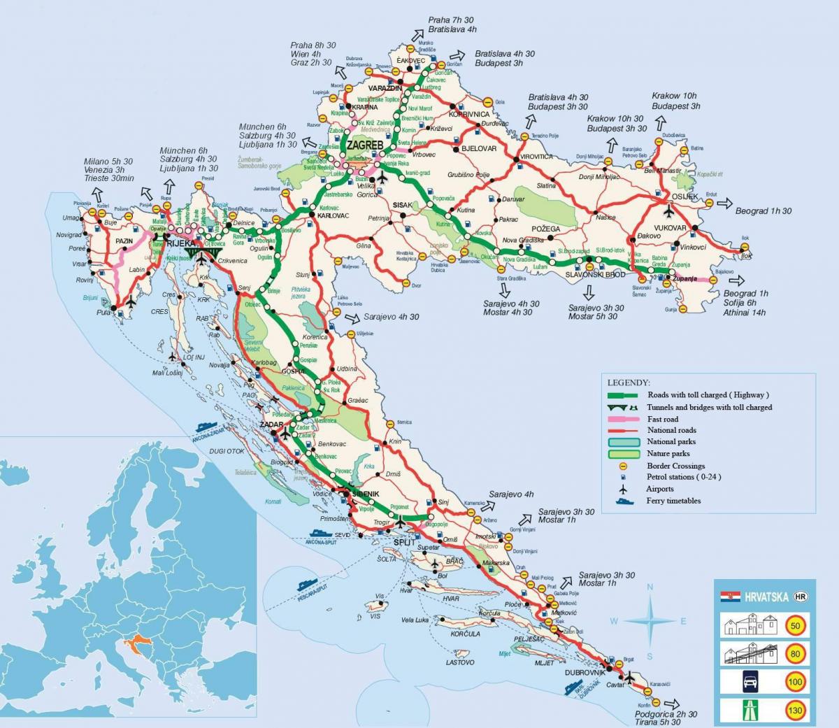 クロアチアの運転地図