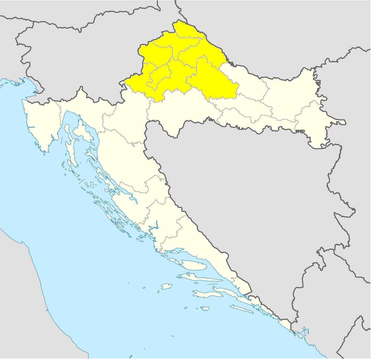 クロアチア北部の地図