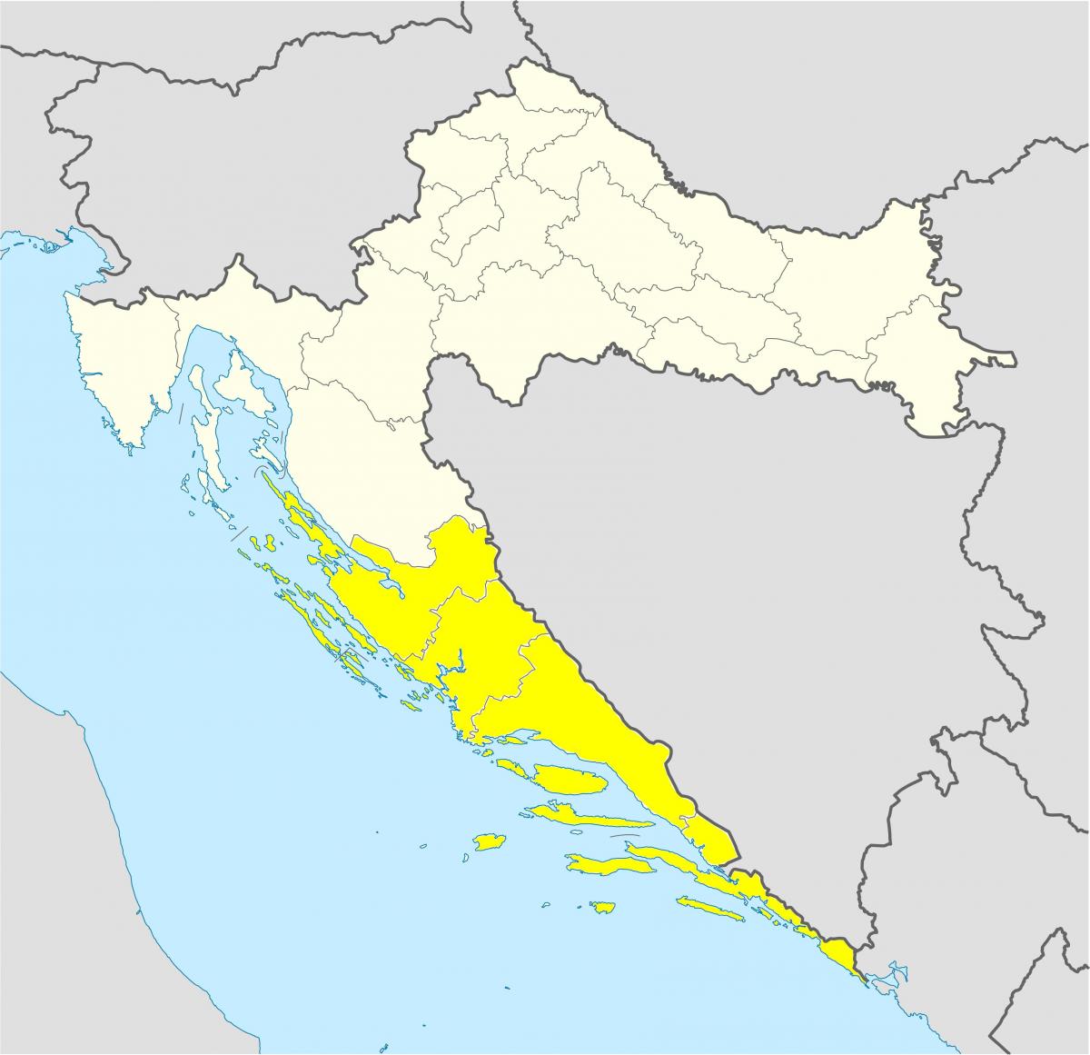クロアチア南部の地図